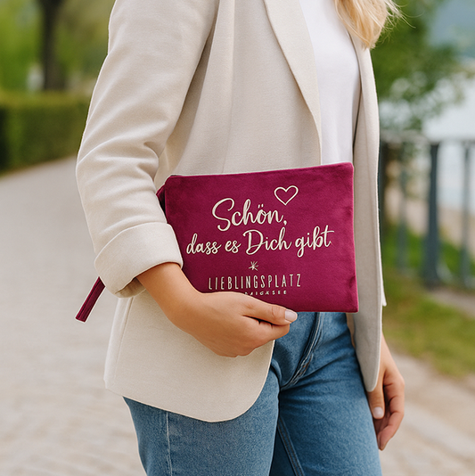 Samttasche "Schön, dass es dich gibt"