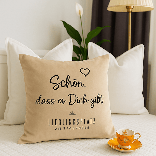 Samtkissen "Schön, dass es dich gibt"